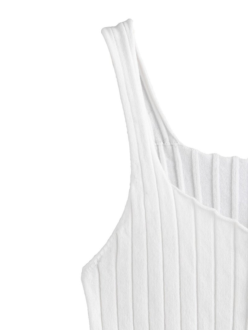 SweatyRocks Women's Sleeveless Vest Button Front Crop Tank Top Ribbed Knit Belly Shirt White#1 S - Image 4
